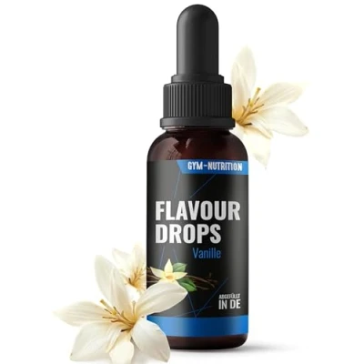 Abbildung von Flavour Drops Zuckerfrei 50ml mit Dosierpipette Flavor Lebensmittelaroma für Magerquark, Porridge uvm von Gym Nutrition Vanille Geschmack