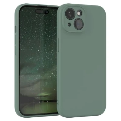 Abbildung von EAZY Case Silikonhülle für iPhone 15 Hülle Silikon Grün weich stoßfeste Handyhülle Schutzhülle mit Kameraschutz Dünn Premium Schutz Cover TPU Phone Bumper in Dunkelgrün