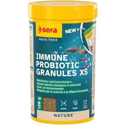 Abbildung von sera Immune Probiotic Granules XS 250 ml (120 g) Probiotisches Wachstumsfutter für Fische bis 4 cm Förderung von schnellem Wachstum &amp; brillanter Farbausprägung Ideal Zucht Fischgesundheit
