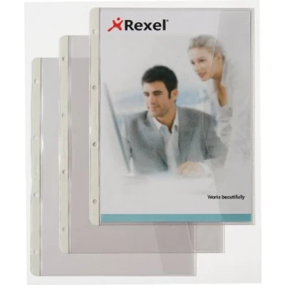 Abbildung von Rexel 226784 Dokumentenhülle mit Klappe (Standardlochung, A4, PVC Folie, leicht genarbt, 0.12 mm)