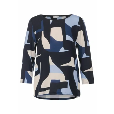 Abbildung von Street One MIT Grafischem Langarmshirt, Damen, Größe: 38, Blau