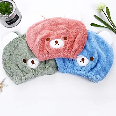 Abbildung von Abcsea 2 Stücke Kinder turban Haartrockentuch, Haartrockner Handtuch, Mikrofaser Kopfhandtuch, schnell trocknendes Haartuch, trockenhaube für haare, Blau und Grün