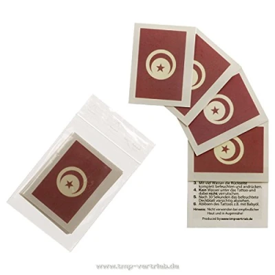 Abbildung von 10 x Tunesien tattoo Fan Fahnen Set Tunesia temporary Flag (10)