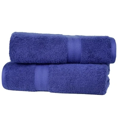 Abbildung von Amazon Basics Handtuch Set, ausbleichsicher, 2 Badetuch, Königsblau, 70L x 60B cm, 100% Baumwolle 500g/m²