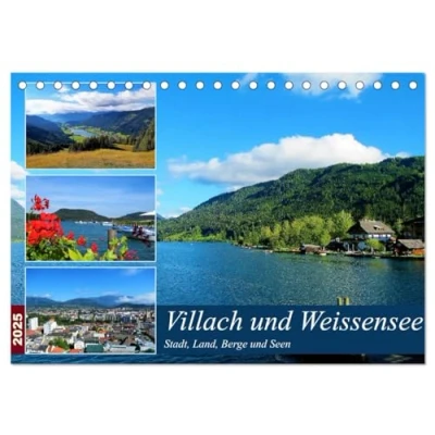 Abbildung von Villach und Weissensee Stadt, Land, Berge Seen (Tischkalender 2025 DIN A5 quer), CALVENDO Monatskalender
