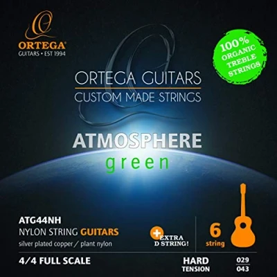 Abbildung von ORTEGA Atmosphere Green Series Gitarrensaiten Organic Nylon Treble Hard + Extra D Saite (ATG44NH)