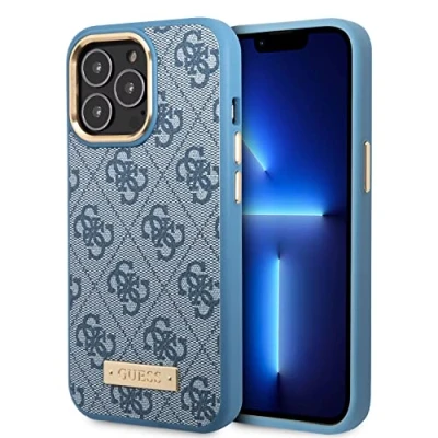 Abbildung von CG MOBILE Guess kompatibel mit Magsafe 4G PU Hülle Metallplatten Logo, neuestes klassisches Design, Kratzfest, beschädigungssicher, staubdicht, iPhone 14 Pro (Blau)