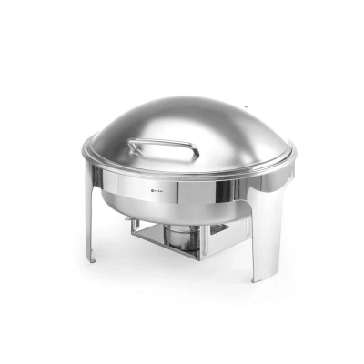 Abbildung von HENDI Chafing Dish rund inkl. 6 Liter Behälter 65 mm + 2 für Brennpaste, 46,5 x 42 32 cm Warmhaltebehälter Gastro