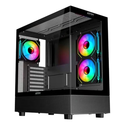 Abbildung von ABYSM Gaming Danube SAVA H400 Prime Black ATX Gamer PC Gehäuse mit DREI ARGB Lüftern, Kapazität für Grafikkarten bis zu 410 mm