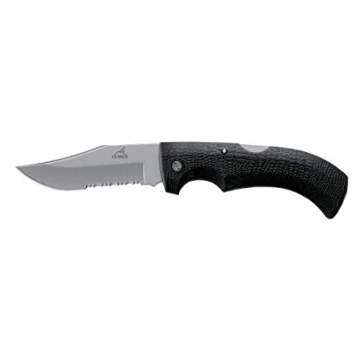 Abbildung von Gerber Taschenklappmesser mit Teilwellenschliff und Holster, Klingenlänge: 9,5 cm, Gator Folder Clip Point, Schwarz, 31 003614