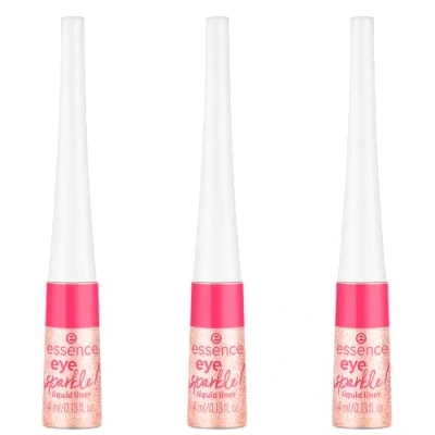 Abbildung von essence eye sparkle! liquid liner, Eyeliner, Nr. 01, Silber, langanhaltend, definierend, Wischfest, schimmernd, vegan, ohne Mikroplastikpartikel, Nanopartikel frei, Parfüm, 3er Pack (3x4ml)