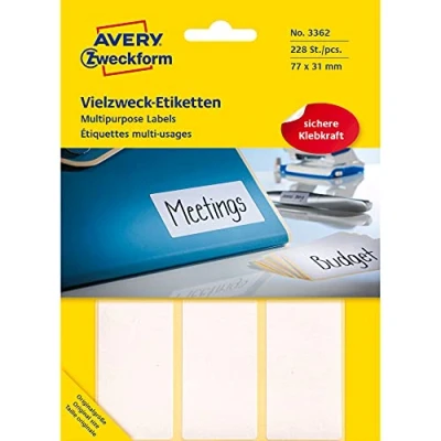 Abbildung von Avery Zweckform Universal Etiketten 77x31 mm 28 Blatt/224 we