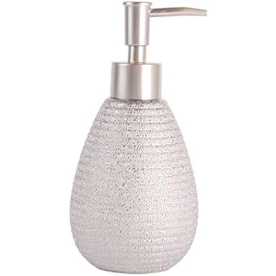 Abbildung von MSV Seifenspender &quot;Oman&quot; Flüssigseifen Spender, Fassungsvermögen 8,5 x 12,5 cm Silber Keramik