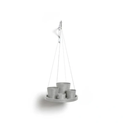 Abbildung von Ecopots hängende Untertasse 36 cm weiß grau