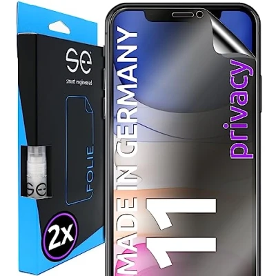 Abbildung von 2x se® 3D SCHUTZFOLIE Privacy für Apple iPhone 11 ,Blickschutz entspiegelt, 100% Fingerabdruck &amp; FaceID kompatibel, anti Fingerabdrücke, Stoß Kratzfest, hüllenfreundlich, produziert in Deutschland