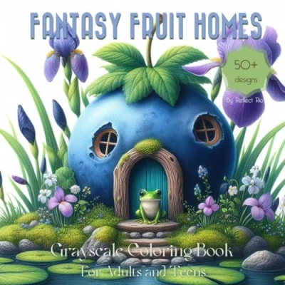 Abbildung von Fantasy Fruit Homes grayscale coloring Book: Featuring Whimsical Houses with flowers and cute animals Suitable for Teens Adults Relaxation ... book, Band 4)