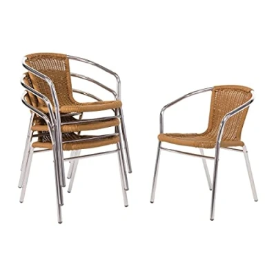 Abbildung von Bolero Rattanstühle mit Armlehne in Aluminiumdesign naturell