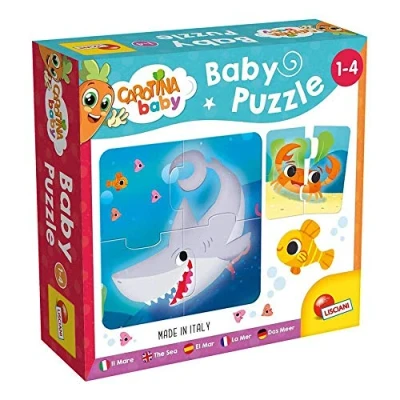 Abbildung von Lisciani CAROTINA BABY 6 Meerespuzzles 4 teilige Puzzles Bildungsspiel mit Meeresbewohnern Spielerisches Lernen Made in Italy Für Kinder von 1 bis Jahren