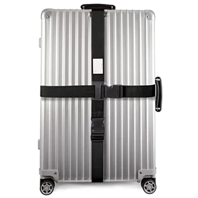 Abbildung von OW Travel Kofferband Gurt Kreuz Schwerlast Personalisierter Koffergurt mit Adressschild. Luggage Strap Gepäckgurt Koffer Kofferbänder Koffergurte Farbig Schwarz