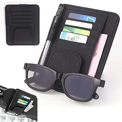 Abbildung von HAOBIN Auto GläSer Halter Clip Sonnenblende Tasche Sonnenblenden Organizer Visor Multifunktions Veranstalter Zur Aufbewahrung Von Karten Und Brillen