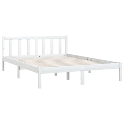 Abbildung von vidaXL Kiefer Massivholzbett Bettgestell Bett Holzbett Doppelbett Futonbett Bettrahmen Schlafzimmerbett Schlafzimmermöbel Weiß 140x200cm