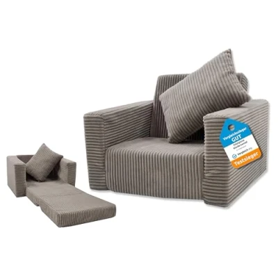 Abbildung von Odolplusz Kindersessel klappbar Kindersofa Mini Sessel Kinderstuhl Kuschelsessel Kindermöbel für Kinderzimmer (Beige aus Cord)