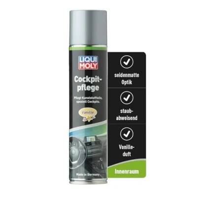 Abbildung von LIQUI MOLY Cockpitspray Cockpitpflege Vanille, Art. Nr. 1598 I 300 ml Auto Innenraum Pflege &amp; Reinigung für Kunststoffteile Regenerierend, auffrischend antistatisch Seidenmatte Dashboard
