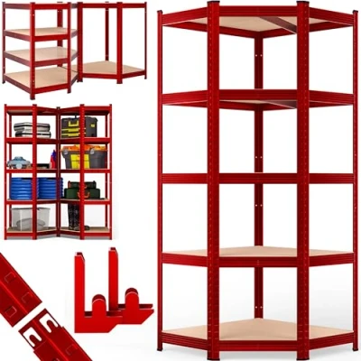 Abbildung von Monzana® Eckregal Lagerregal 180x70x40cm 875 kg 5 MDF Platten Regal Schwerlastregal Kellerregal Steckregal Werkstattregal Rot