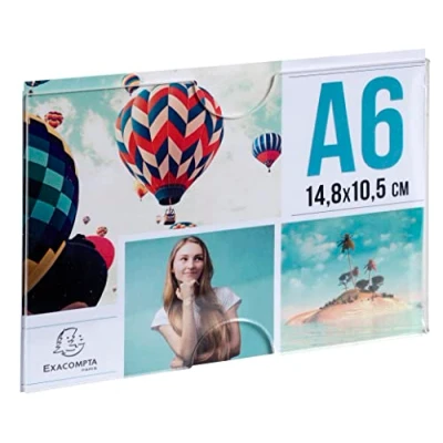 Abbildung von Exacompta 84856D Wandtasche A6 horizontal zum Präsentieren von Fotos oder Dokumenten schraubbar und klebbar aus PMMA Acryl sehr hohe Transparenz Kristall