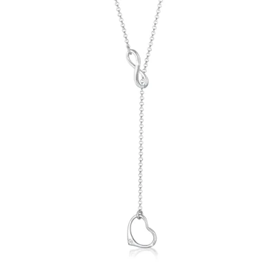 Abbildung von Elli DIAMONDS Halskette Damen Herz Infinity Anhänger Y Kette Trend mit Diamant (0.02 ct.) aus 925 Sterling Silber