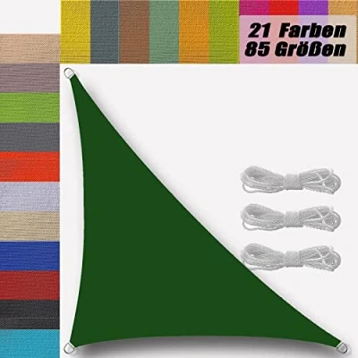 Abbildung von Ufamiluk sonnensegel dreieckig wasserdicht 2x2x2.8m Balkon Regenschutz 95% UV Schutz Windschutz Überdachung Plane für Garten Terrasse Outdoor Camping Patio Schwimmbad Dunkelgrün