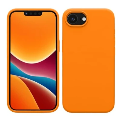 Abbildung von kwmobile Hülle kompatibel mit Apple iPhone SE 2025 / 4 4. Generation Silikon Handy Case Handyhülle weiche Oberfläche kabelloses Laden Fruity Orange