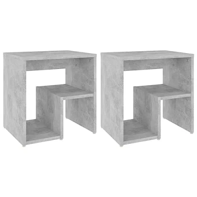 Abbildung von vidaXL 2X Nachttisch mit Regal Nachtschrank Nachtkonsole Nachtkommode Schlafzimmer Schrank Kommode Beistelltisch Betongrau 40x30x40cm Holzwerkstoff