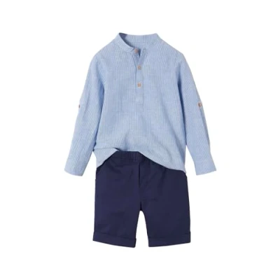 Abbildung von Vertbaudet Festliches Jungen Set: Hemd &amp; Shorts blau gestreift 98/104