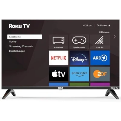 Abbildung von RCA Fernseher 43 Zoll (108 cm) Smart TV mit WLAN, UHD 4K, Roku TV, Triple Tuner DVB C/S/S2/T/T2, HDR10 HLG, RK43UN1, 2024 (Nur für Deutschland)
