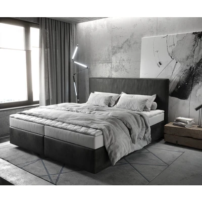 Abbildung von Boxspringbett Dream Well 180x200 cm Mikrofaser Anthrazit Vintage mit Matratze und Topper