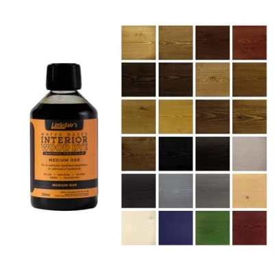 Abbildung von Littlefair&#039;s Holzlasur 250ml Innen Holz Lasur Für Natürliche Holzmaserung Wasserbasierte Wood Stain Schnell Trocknend &amp; Umweltfreundlich Farbe: Mittlere Eiche