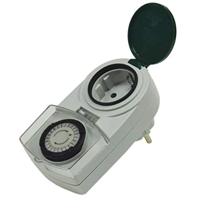Abbildung von Analoge Zeitschaltuhr Aussen IP44 Mechanische Timer Steckdose 230V Schaltuhr mit Schutzdeckel 3500W 16A