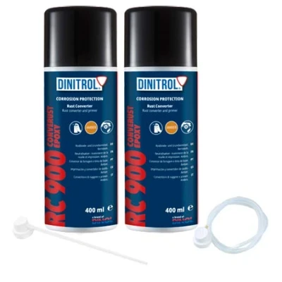 Abbildung von Dinitrol RC900 Rost Umwandler &amp; Grundierung 2 x 400 ml Aerosol mit 600 mm Verlängerung Spray Düse