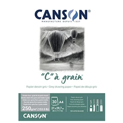 Abbildung von CANSON &quot;C&quot; à grain Block, DIN A4, 30 Blatt, 250 g/m², Grau meliert, leicht gekörnt