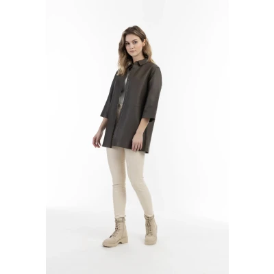 Abbildung von Lederhemd DREIMASTER XS / Taupe 100% Lammleder