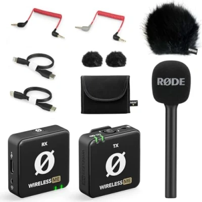 Abbildung von Rode Wireless ME Drahtlos Mikrofon Set + Interview GO Griff Handadapter keepdrum Fell Windschutz BK