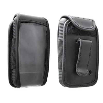 Abbildung von caseroxx Hülle Ledertasche mit Gürtelclip für Dexcom G6 aus Echtleder, Tasche und Sichtfenster in schwarz