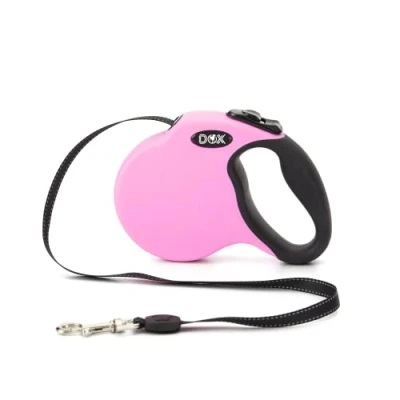 Abbildung von DDOXX Hundeleine Ausziehbar Stabile Reflektierende Nylonstreifen Bissfest Rollleine Break &amp; Lock System M (Pink)