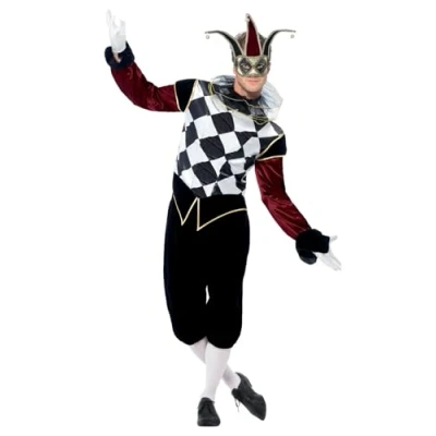 Abbildung von Smiffys Clown Kostüm Venezianischer Harlekin für Fasching Hall, Karneval in Venedig oder barocker Gaukler?