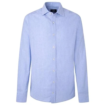 Abbildung von HACKETT LONDON Men&#039;s Soft Stretch Hbone Button Down Shirt, Blue, XL