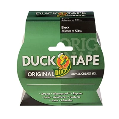 Abbildung von Duck Tape Original, Schwarz, 50 mm x m Das hochfeste, wasserdichte Gaffer und Rohr Klebeband, Reparaturband.