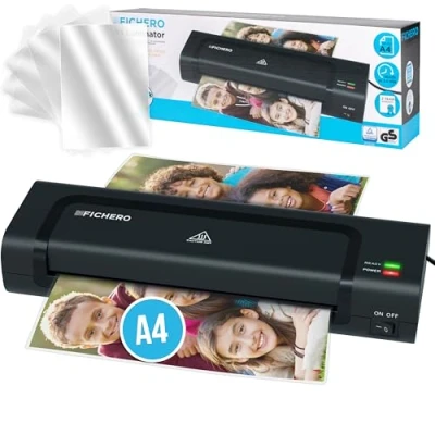Abbildung von Silvergear® Laminiergerät A4 Laminiermachine mit 5 Laminierfolien Schnelles Aufwärmen Laminator Ideal für Büro, Schule, Fotos Laminieren bis zum Format A5 A6 Schwarz