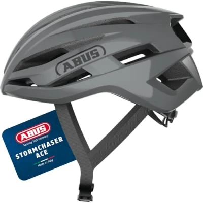 Abbildung von ABUS Rennradhelm StormChaser ACE leichter Fahrradhelm für Radrennen, Gravelbike Touren und Cyclocross Damen Herren Größe S, Grau