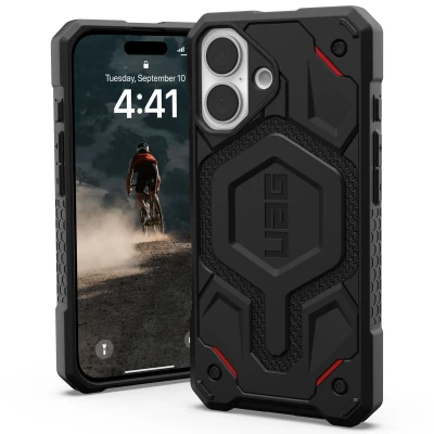 Abbildung von Apple iPhone 16 Hülle MagSafe Kunststoff UAG Hard Case/Backcover Handyhülle Schwarz Shockproof/Stoßfest